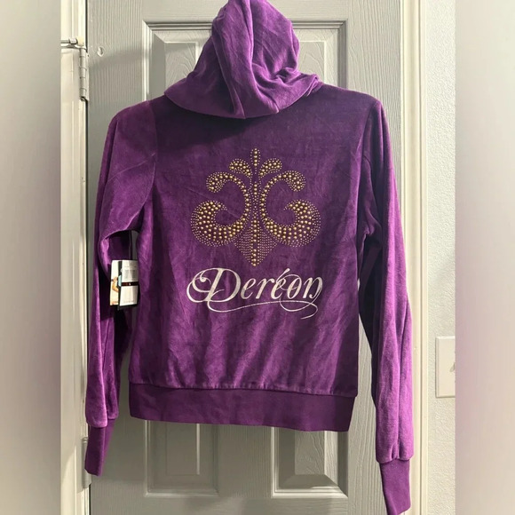 NWT Women’s purple velour jacket by Beyoncé from the Dereon Collection Size L - Picture 1 of 8